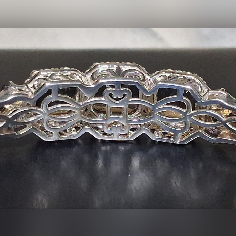 🌟SOLD🌟Smokey Quartz & Zirchon Open Cuff Sterling Silver Bracelet 11.10 cts - Picture 8 of 16